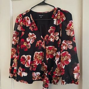 Madewell floral wrap blouse size medium